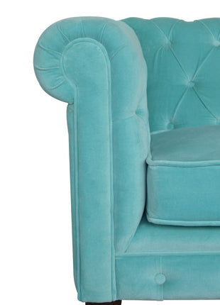Chesterfield-Sofa aus Aqua-Samt