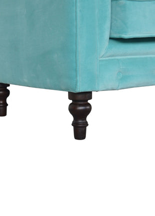 Chesterfield-Sofa aus Aqua-Samt