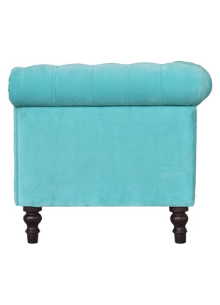 Chesterfield-Sofa aus Aqua-Samt