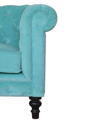 Aqua Velvet Chesterfield Armchair