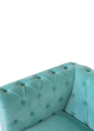 Aqua Velvet Chesterfield Armchair