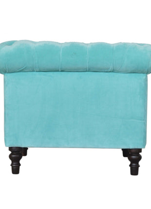Aqua Velvet Chesterfield Armchair