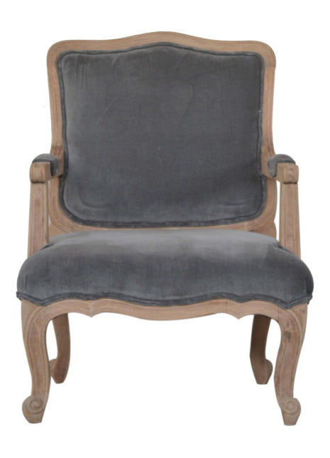Silla francesa de terciopelo gris