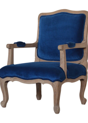 Silla francesa de terciopelo azul real