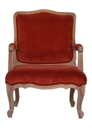 Brick Red Velvet French Style Chair