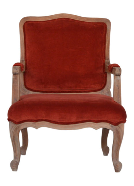 Silla francesa de terciopelo rojo ladrillo