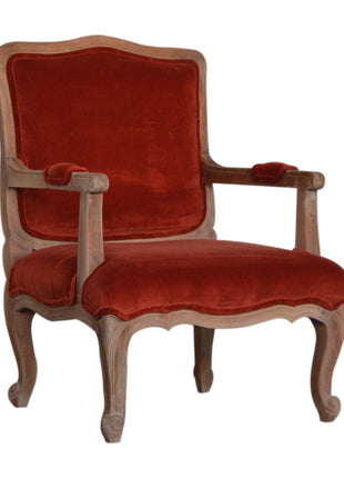 Brick Red Velvet French Style Chair