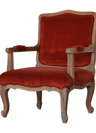 Brick Red Velvet French Style Chair