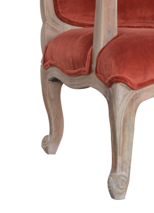 Brick Red Velvet French Style Chair
