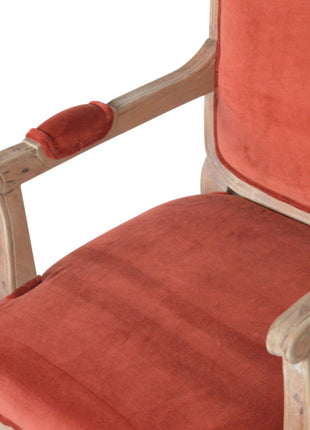 Brick Red Velvet French Style Chair