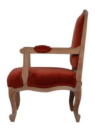 Brick Red Velvet French Style Chair