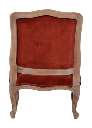 Brick Red Velvet French Style Chair