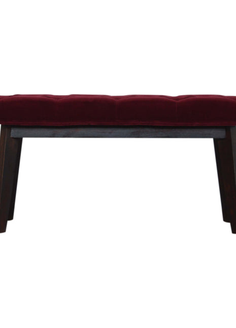 Wine Red Velvet Hallway Bench