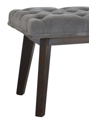 Grey Velvet Hallway Bench