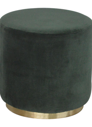 Emerald Velvet Gold Footstool