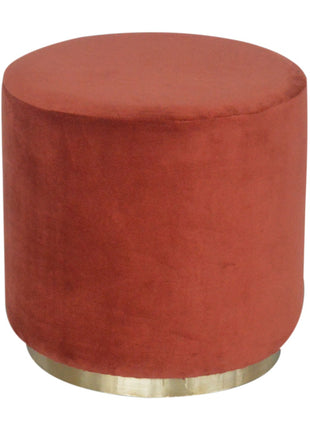 Brick Red Velvet Gold Footstool