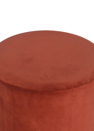 Brick Red Velvet Gold Footstool