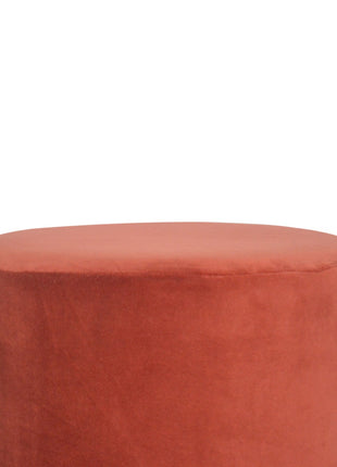 Brick Red Velvet Gold Footstool
