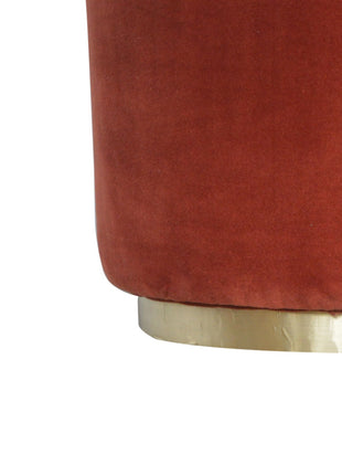 Brick Red Velvet Gold Footstool