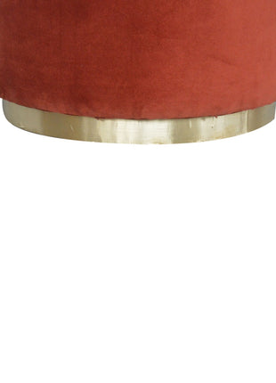 Brick Red Velvet Gold Footstool