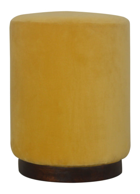 Mustard Velvet Wooden Footstool