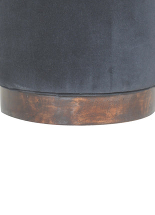 Black Velvet Wooden Base Footstool