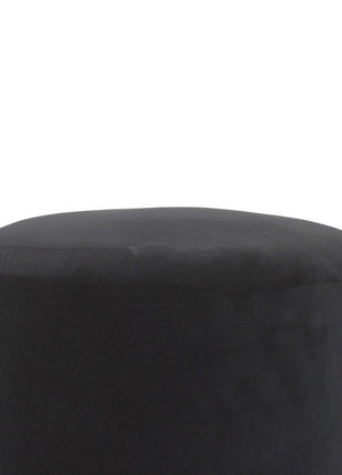 Black Velvet Wooden Base Footstool
