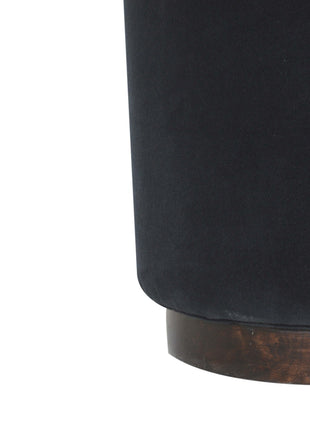 Black Velvet Wooden Base Footstool