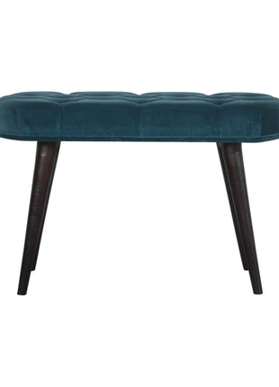 Teal Cotton Velvet Button Bench