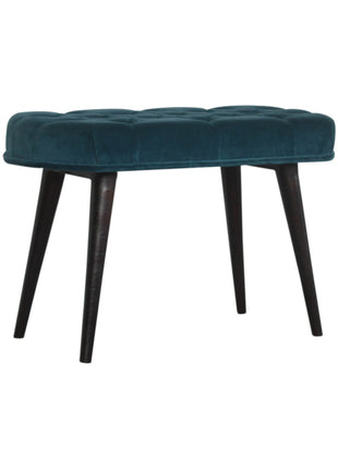 Teal Cotton Velvet Button Bench