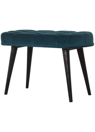 Teal Cotton Velvet Button Bench