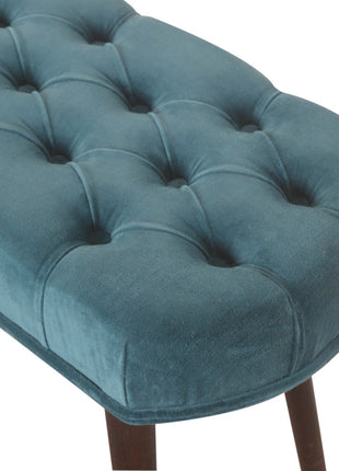 Teal Cotton Velvet Button Bench