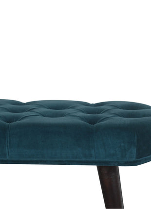 Teal Cotton Velvet Button Bench