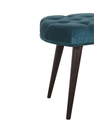 Teal Cotton Velvet Button Bench