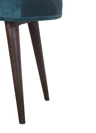 Teal Cotton Velvet Button Bench