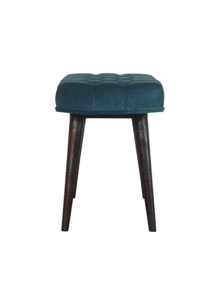 Teal Cotton Velvet Button Bench