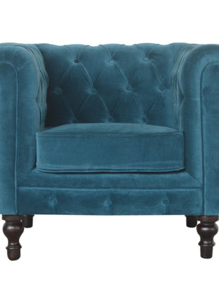 Teal Velvet Chesterfield Armchair