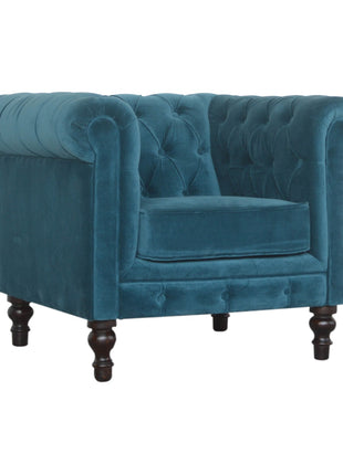 Teal Velvet Chesterfield Armchair