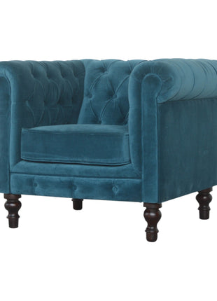 Teal Velvet Chesterfield Armchair