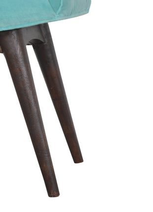 Aqua Cotton Velvet Curved Bench