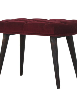 Wine Red Velvet Deep Button Bench