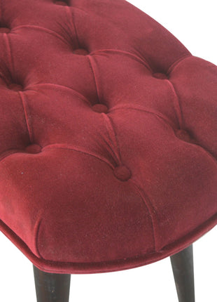 Wine Red Velvet Deep Button Bench