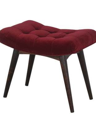 Wine Red Cotton Velvet Curved Bench