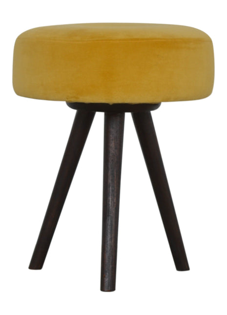 Mustard Velvet Tripod Footstool