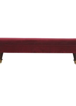 Wine Red Velvet Castor Bench
