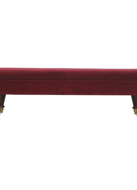 Wine Red Velvet Castor Bench