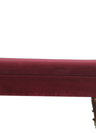 Wine Red Velvet Castor Bench