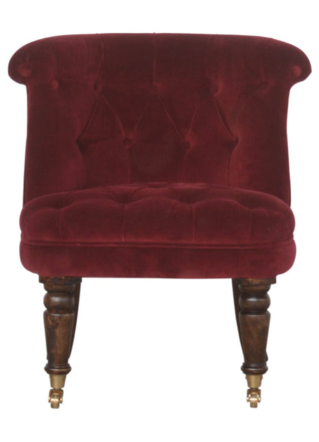 Wine Red Velvet Accent Chair