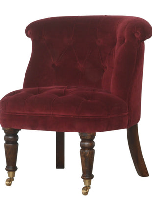 Wine Red Velvet Accent Chair