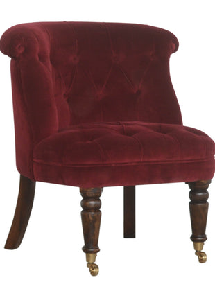 Wine Red Velvet Accent Chair